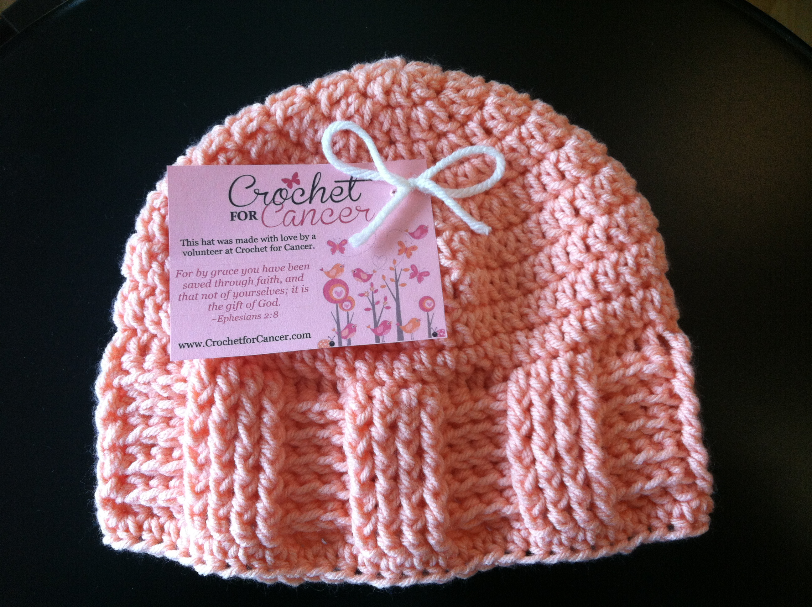 Crochet for Cancer’s Basketweave Vertical Stripe Cap